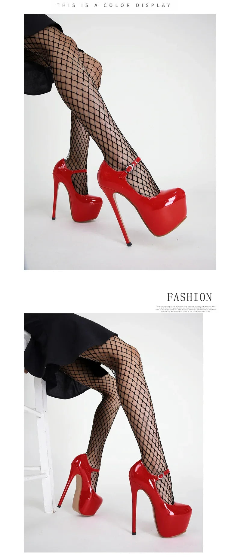 Women Super High Heel 17CM Pumps Spring Autumn Platform Patent Leather Red Black Round Toe Buckle Strap Sexy Zapato De Tacón