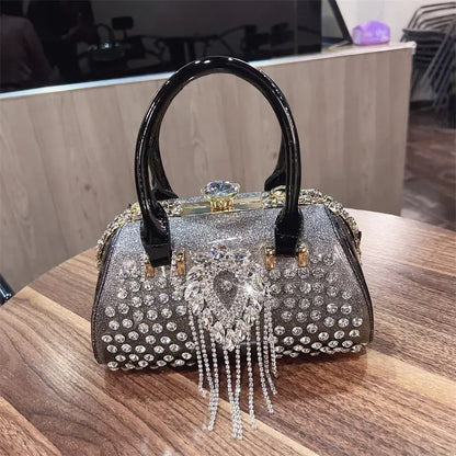 Fashion Diamonds Leather Women's Handbag Small Shoulder Cross-Body Bag New Elegant Evening Bag Portable Girls Party Dinner Bags