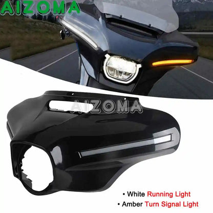 12V Motorcycle Bawting Fairing LED Front Light Mask Cowl Cover For Harley Street Glide CVO SE FLHXSE FLHXST FLHX/I FLHXS 2014-24