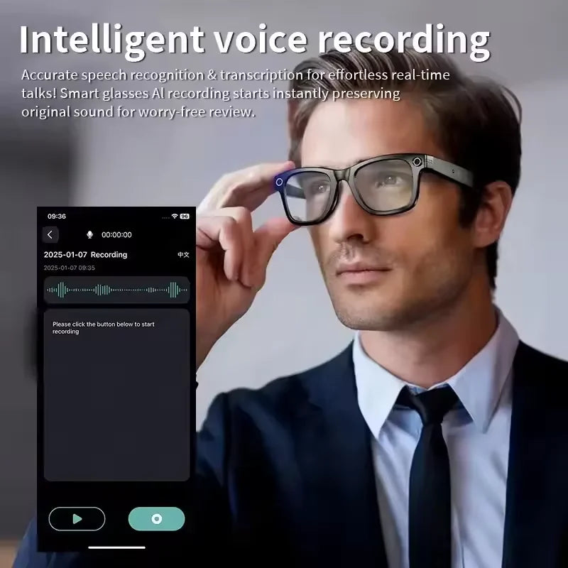 800K HD Camera Smart Sunglasses Video Recording Translator Music Playback Eyeglasses Wireless Bluetooth Call Smart Glasses 2025