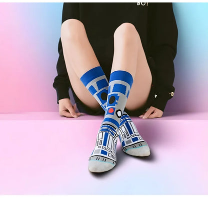 1 pair Autumn Winter Anime Socks Movie Women socks Master Yoda R2-D2 Cosplay Socks Wookiee Jedi Knight Novelty Men's Socks 37-45