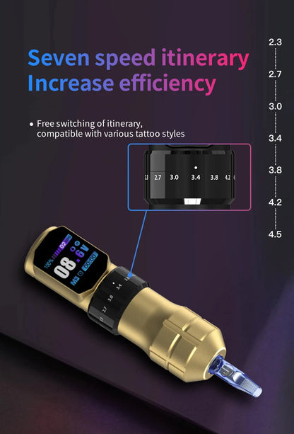 POPEIRONS Pro U Brave1.0 Wireless Tattoo Pen with Adjustable Stroke Tattoo Pen FM Cut Line and Fog