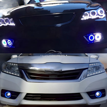 2Pcs Auto 30W Car Driving DRL Fog Lights COB Angel Eye 64/76/89mm Ambient Lamps Waterproof Daytime Running Bulb Headlight DC 12V