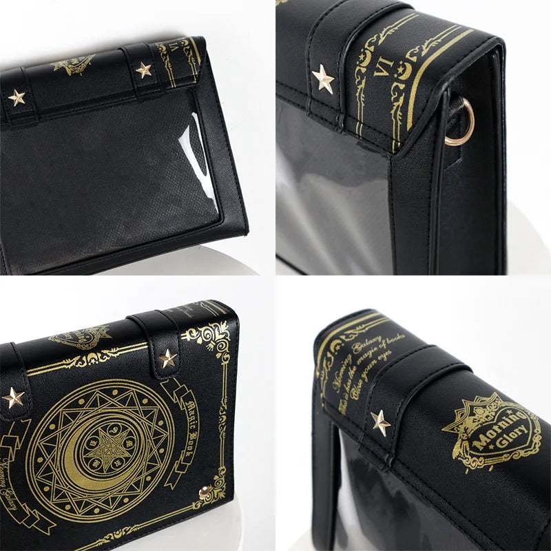 Y2K Magic Book Lolita Ita Bag Gothic Shoulder Bag Girls Transparent Pocket Cute Crossbody Handbags Women's Mini Backpacks Purse