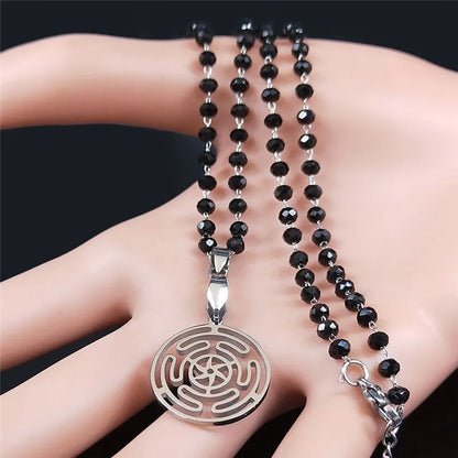 Hekate Wheel Stainless Steel Necklaces Pendants Strophalos Hecate Magic Symbol Logo Charm PIN colier femme Jewelry N172502