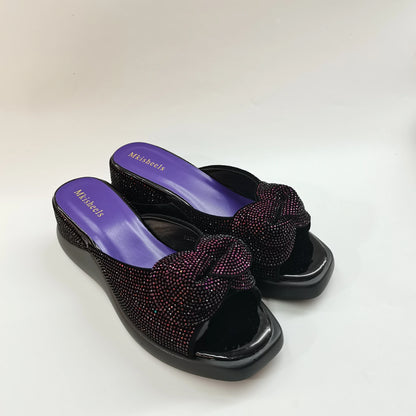 New Trendy Mid-heel Women's Sequins Slippers Outdoor Casual Slippers, High Quality Lady Party Shoes Elegant Shoes F5-1112-2