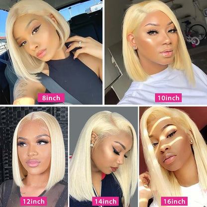 13X6 Lace Frontal BOB Wigs #613 Blonde Bob Human Hair Wig Remy Straight Lace Front Wigs for Women Preplucked Transparent HairUGo