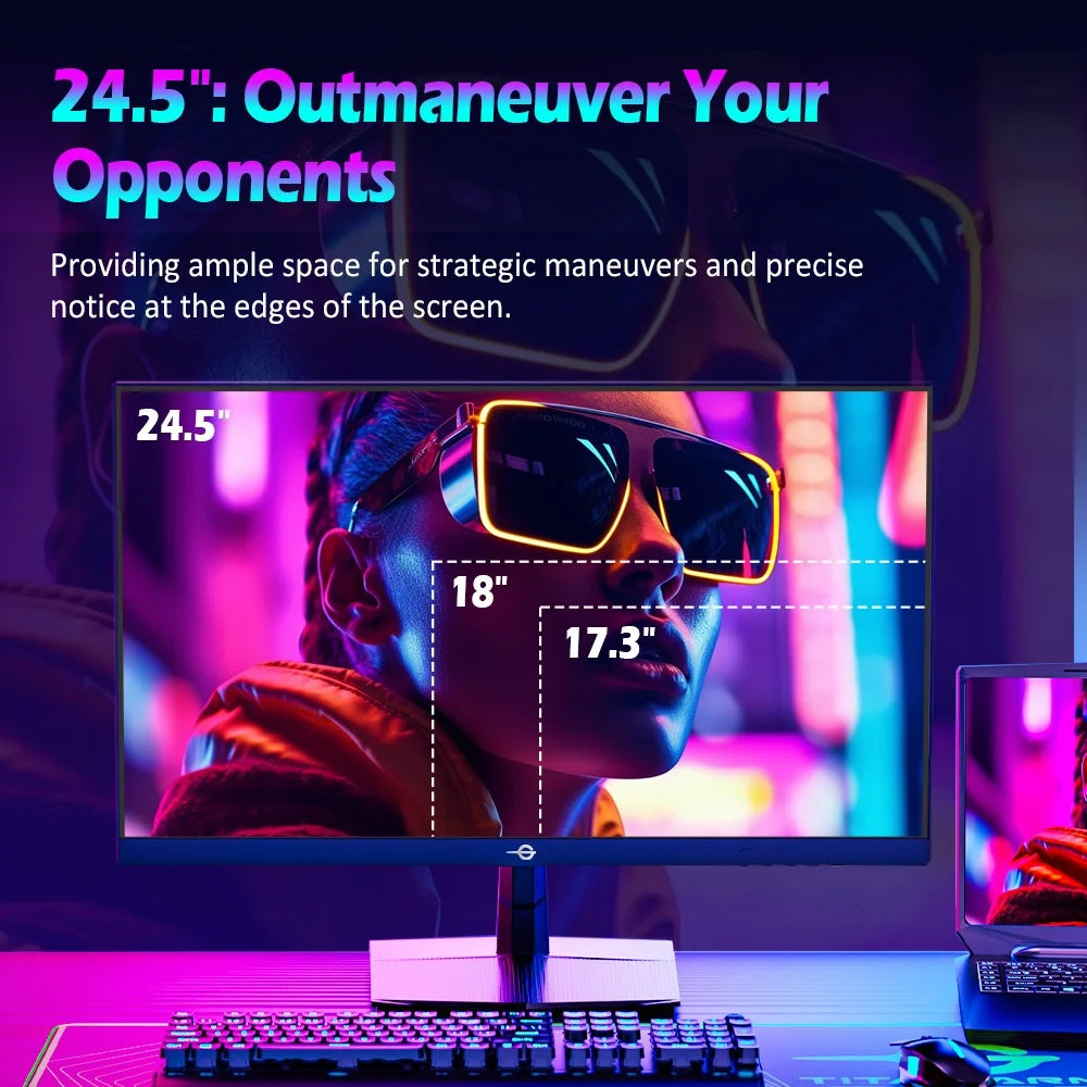 TITAN ARMY P2510HS 24.5" FHD Gaming Monitor, 300Hz Refresh Rate, 1ms GTG, CSOT Fast IPS Panel, HDR400, Adaptive Sync, 121% sRGB, Low Blue Light, PIP/PBP, Game Mode, VESA Mount Compatible for Esports Gaming