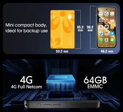 SOYES Q333 Mini Smartphone 4GB RAM 64GB ROM Android 12.0 Face Unlock 2000mAh 4G LTE Type-C OTG 3.58‘’ Screen Small Phone