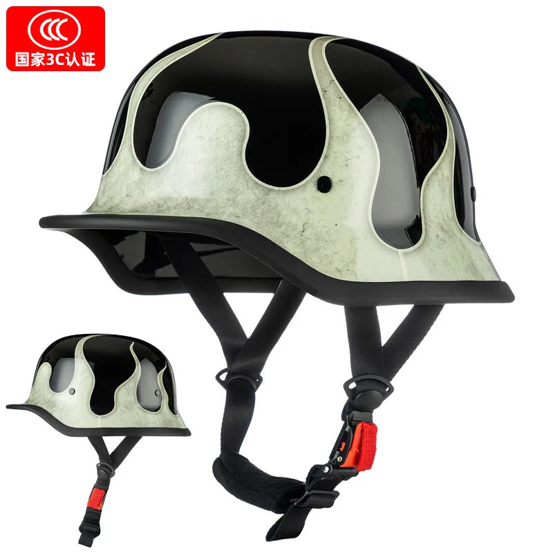 German Soldier Helmet Motorcycle for Harley Retro Half Helmet Motorcycle Helmet Summer 3C Certification Scoop Helmet Cruise Car