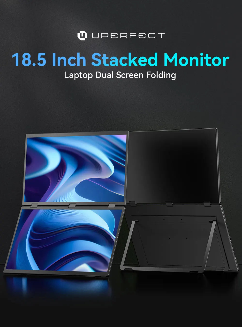 UPERFECT Triple Screen 15.6"/18.5“ Portable Foldable Monitor Dual Screen with Stand Extender 1080P FHD IPS for Laptop Windows