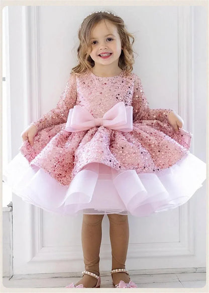 Lovely White Satin Flower Girl Dress for Wedding Dresses Little Princess Bow Kids Birthday Party Evening Customise Gowns