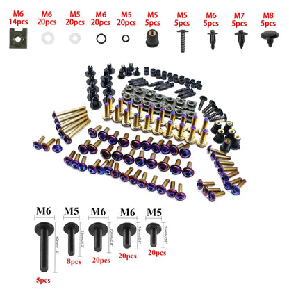 195pcs Burn Titanium screw Fairing Screws Bolt Kit for Suzuki GSXR600 GSXR1000 Hayabusa GSX1300R GSX600F GSX750F SV1000 SV650