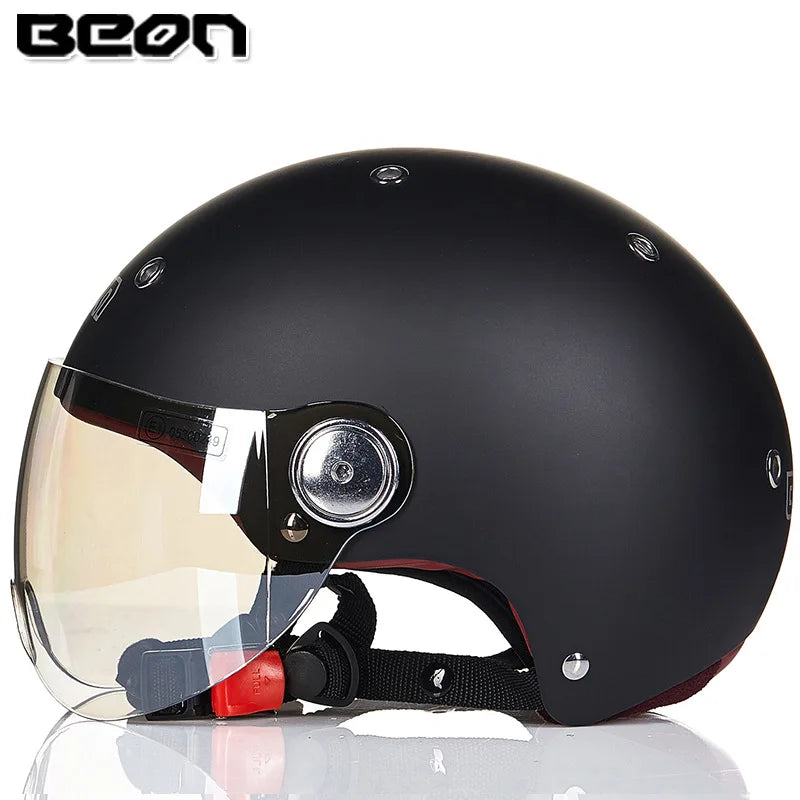 BEON Motorcycle Helmet for Adult and Child All Seasons Electric Vehicle Half Helmet Summer Sun Protection Helmet Motorcycle