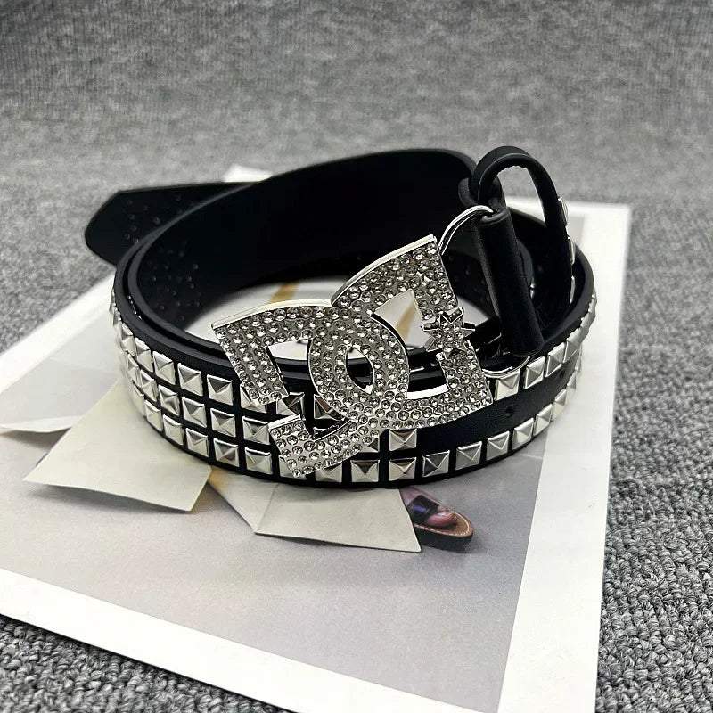 Gothic Punk Letter Rivet Belt Street Dance Style for Men And Women Casual Fashion Accessory Streetwear Hip Hop Waist Belt