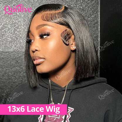 Short Bob Wig Human Hair Wear And Go Glueless Wigs 5x5 Closure Wig 13x6 Hd Lace Bone Straight Human Hair Wigs For Black Women
