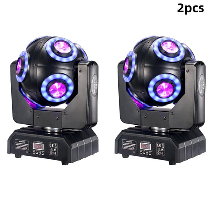 2pcs LED Moving Head Football Light 8x15W RGBW 4in1 With Halo RGB 360 ° Infinite Rotation Beam Strobe Dj Bar DMX512 Stage Effect
