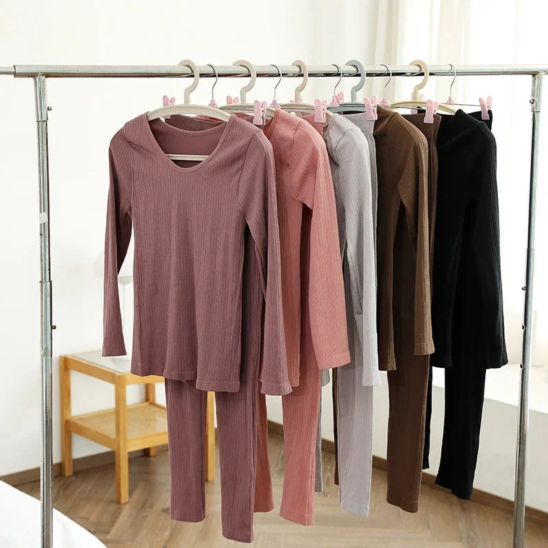 Warm Women's Thermal Underwear Sexy Ladies Intimates Long Johns Women Shaped Sets Female Middle Collar Thermal Shaping Clothes