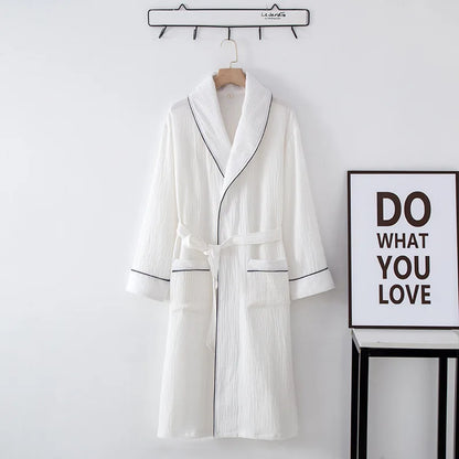Women's Bathrobe Pure Cotton Large Size Spring Autumn Sleepwear Robe Long Sleeve Couple Home Wear Clothing Female Night Robes