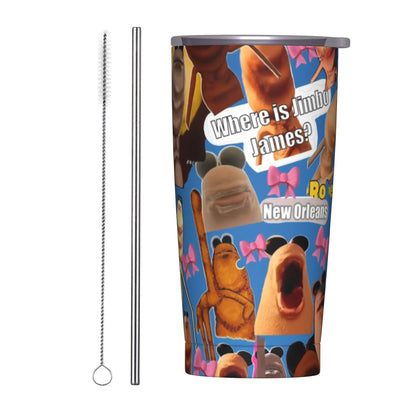 Marcus The Worm Christmas Meme  Tumbler With Straw  Stainless Steel Travel Mugs Double Wall Vacuum Insulated