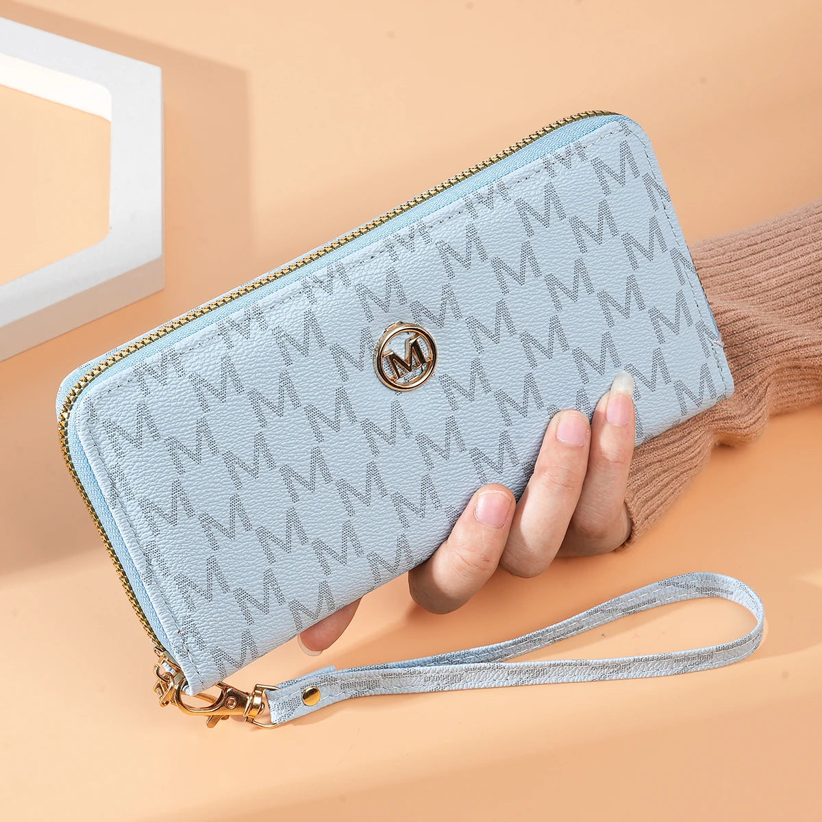 Women's Wallet Single Zipper Floral Letter Print Fashionable Coin Purse Compact Money Holder
