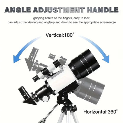 150X Astronomical Telescope , 70mm Aperture Refractor Portable Travel Telescope with Phone Adapter &Wireless Remote