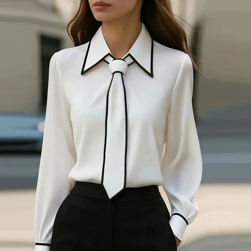 Satin Long Sleeve Shirt Women Elegant Slik Tops Female Solid Color Office Blouse For Women Spring Autumn Pullover