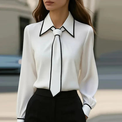 Satin Long Sleeve Shirt Women Elegant Slik Tops Female Solid Color Office Blouse For Women Spring Autumn Pullover