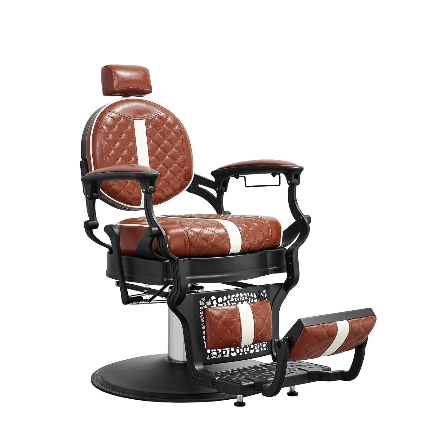 Reclining Barber Chair Heavy Duty Salon Chair Wide Seat Gold & Black for Barber Station with Footrest, Customized