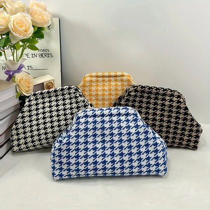 New high-end multi-functional knitted houndstooth makeup bag for women large capacity waterproof travel makeup storage clutch ba