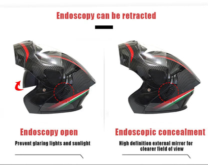 Small Modular Electric Motorcycle Helmet Bluetooth Dual Visor Helmet with Large Rear Wing 3C DOT Certified Safety Gear