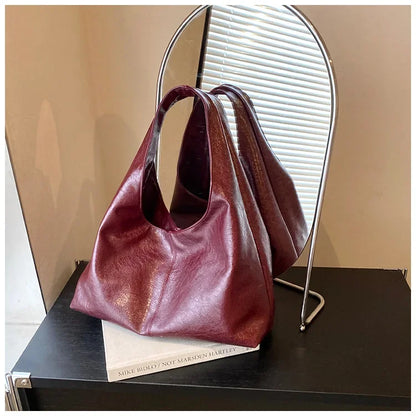 Large Capacity PU Leather Hobo Underarm Bags Autumn Winter Shoulder Bag for Women 2025 New Trend Y2K Handbags and Purses Tote