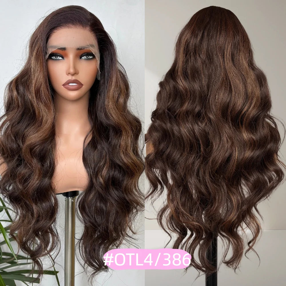 X-TRESS Synthetic Lace Front Hair Wigs for Women 32inch Long Loose Wave Black Color 13X6 Lace Frontal Wig with Natural Baby Hair