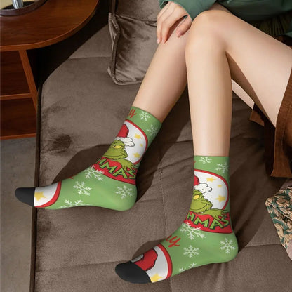 Cartoon Grinchh Xmas Socks Men's Women's Funny Happy Christmas Socks Hip Hop Spring Summer Autumn Winter Socks Gift