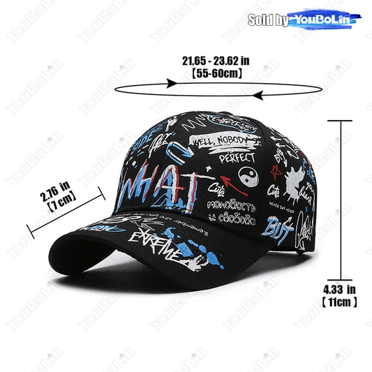 Graffiti Baseball Cap for Men Women – Cotton Adjustable Hat Street Style Snapback