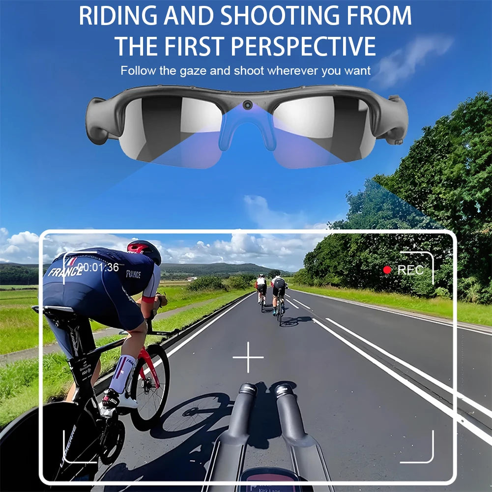 HD 1080P WIFI Smart Glasses with Sports Camera & Audio Recording Outdoor Sunglasses for Man Women Hiking Biking Fishing Glasses