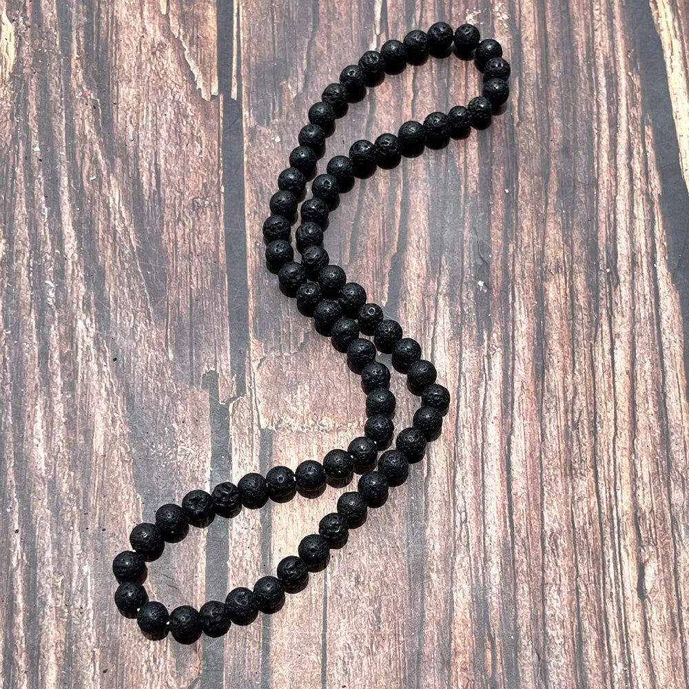 Trendy Men Necklace 6/8mm Black Lava Stone Yellow Tiger Eye Choker Rock Beads Necklace Men Jewelry Handmade Collar Dropshipping