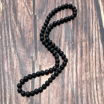 Trendy Men Necklace 6/8mm Black Lava Stone Yellow Tiger Eye Choker Rock Beads Necklace Men Jewelry Handmade Collar Dropshipping