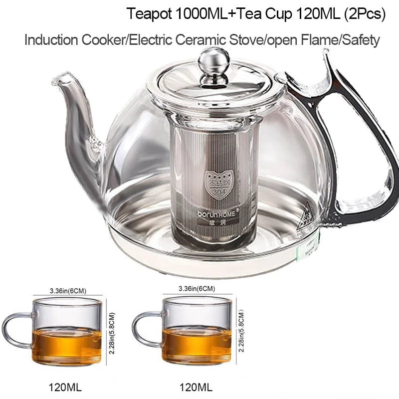 Induction Cooker Heat Resistant Glass Teapot Electromagnetic Furnace Multifunctional Filter pot Gas Stove Kettle Tea set