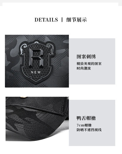 Hip hop Baseball Cap R Logo Camouflage Hat Men's and Women's Summer Sun Hat Adjustable Hiking hat Hip Hop Trucker hat