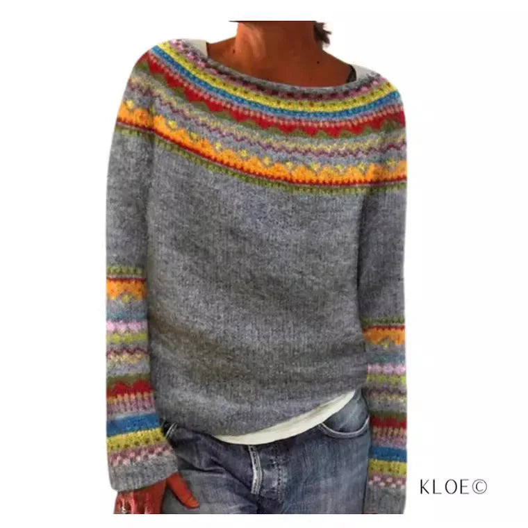 2025 Spring Knitted Women Sweater Print O-neck Long Sleeve Casual Loose Sweaters Female Winter Elegant Trendy Ladies Clothes