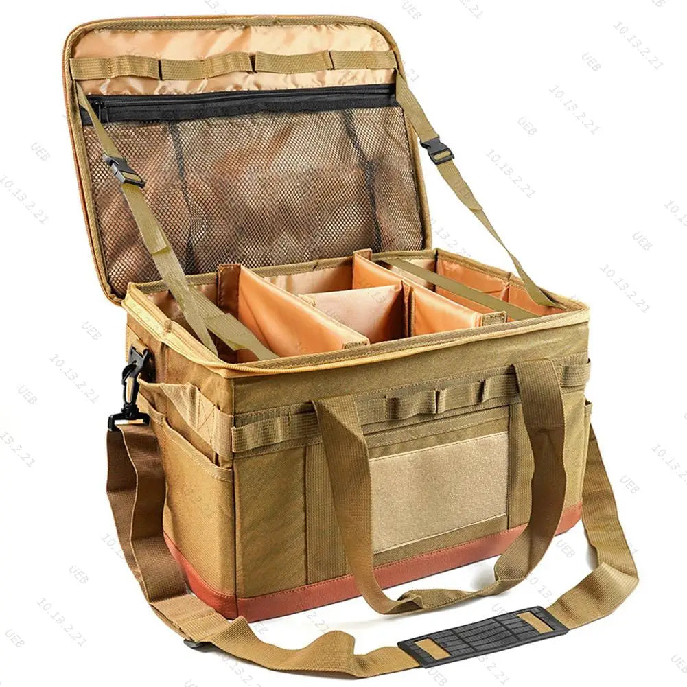 30L Camping Cooking Utensil Organizer Large Capacity Hard Picnic Storage Bag Detachable Multifunctional Utility Camping Supplies