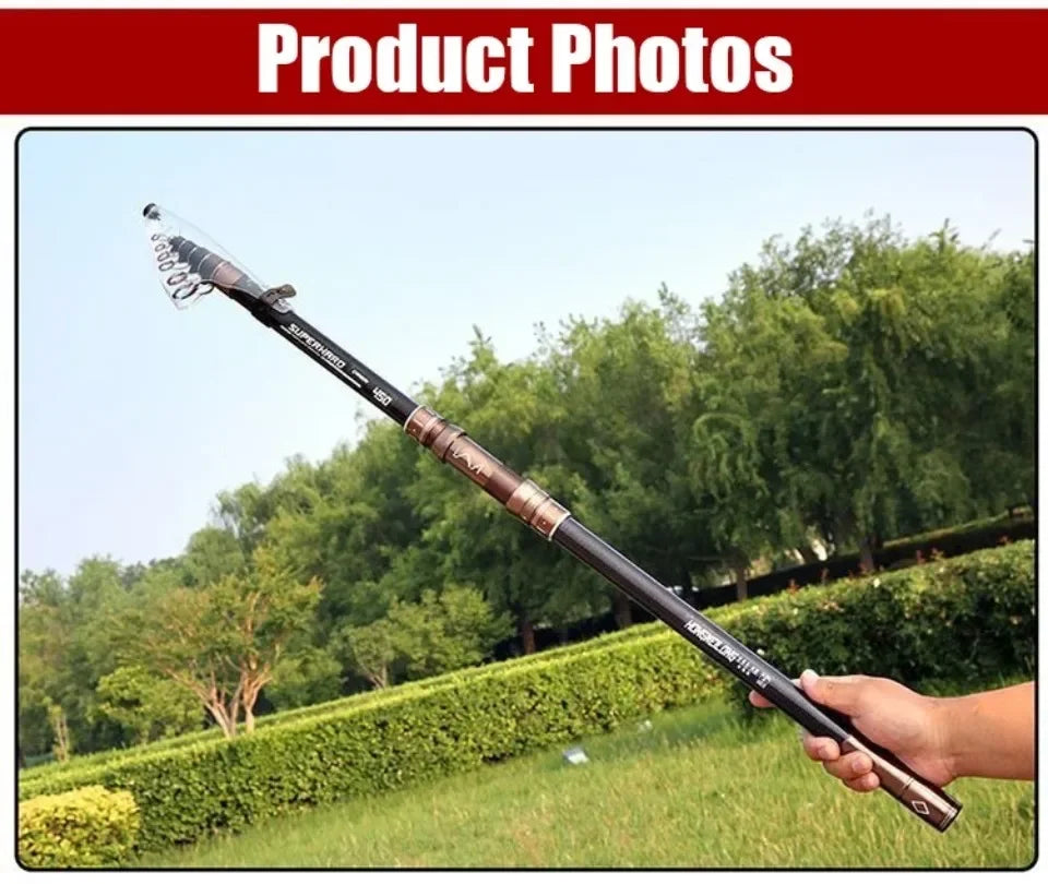 2.1-4.5M Telescopic Fishing Rod Carbon Spinning Fishing Pole Boat Saltwater Freshwater Beach Rock Surfcasting Baitcasting Rod