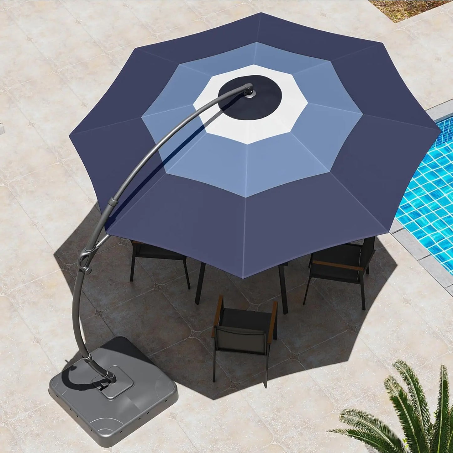 Outdoor Patio Umbrella with Base included, 11 FT Deluxe Curvy Cantilever Umbrella Heavy Duty Offset Hanging, Customized