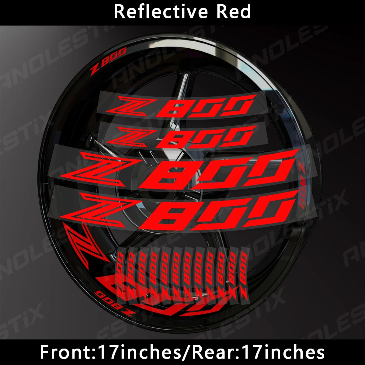 AnoleStix Reflective Motorcycle Wheel Sticker Hub Decal Rim Stripe Tape For Kawasaki Z800 2018 2019 2020 2021 2022 2023 2024