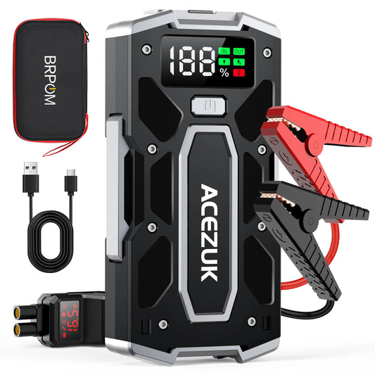 4000A Car Battery Jump Starter 20000mAh Power Bank 150PSI Air Compressor LED Flashlight with Smart Cable EVA Carry Bag for SUV