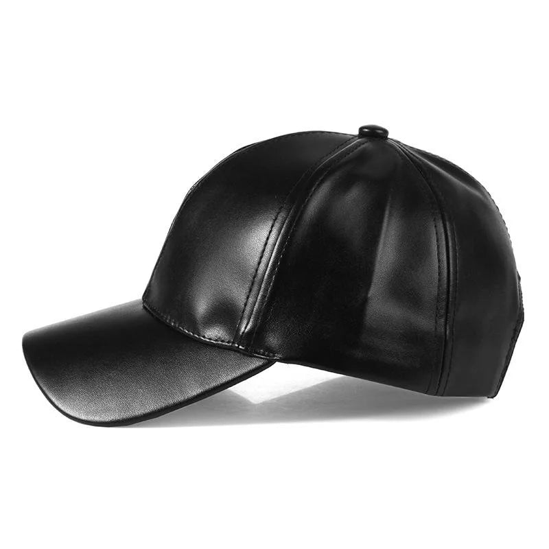 1PC Unisex Solid Men Women Baseball Cap PU Leather HIP HOP Snapback Caps Hats for Men Baseball Caps Black Adjustable Hat
