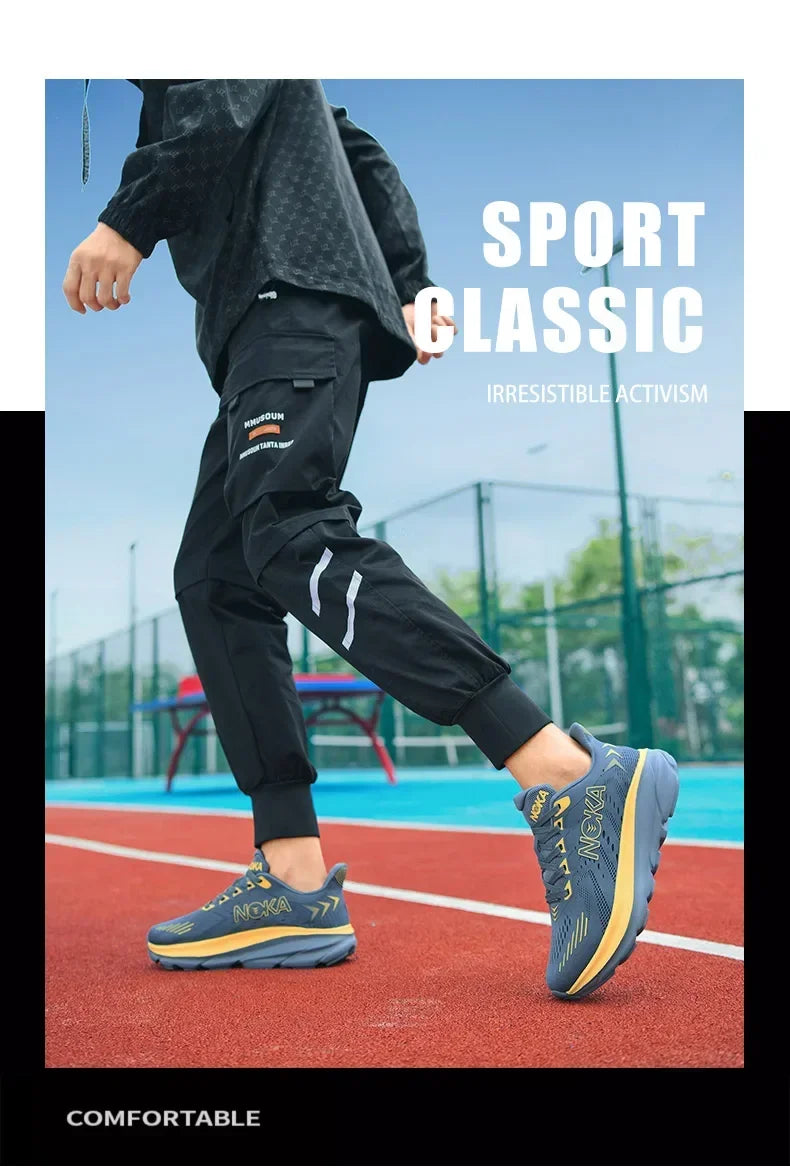 Men's Running Shoes Jogging Breathable Mesh Cushioning Non-Slip Outdoor Luxury Shoes Couple Trainer Race Sneakers Off-road Shoes