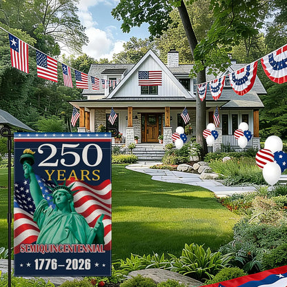 250th Anniversary USA Garden Flag, American 250th Patriotic Double Sided Outdoor Banner, 1776-2026 Semiquincentennial Americ YYQ