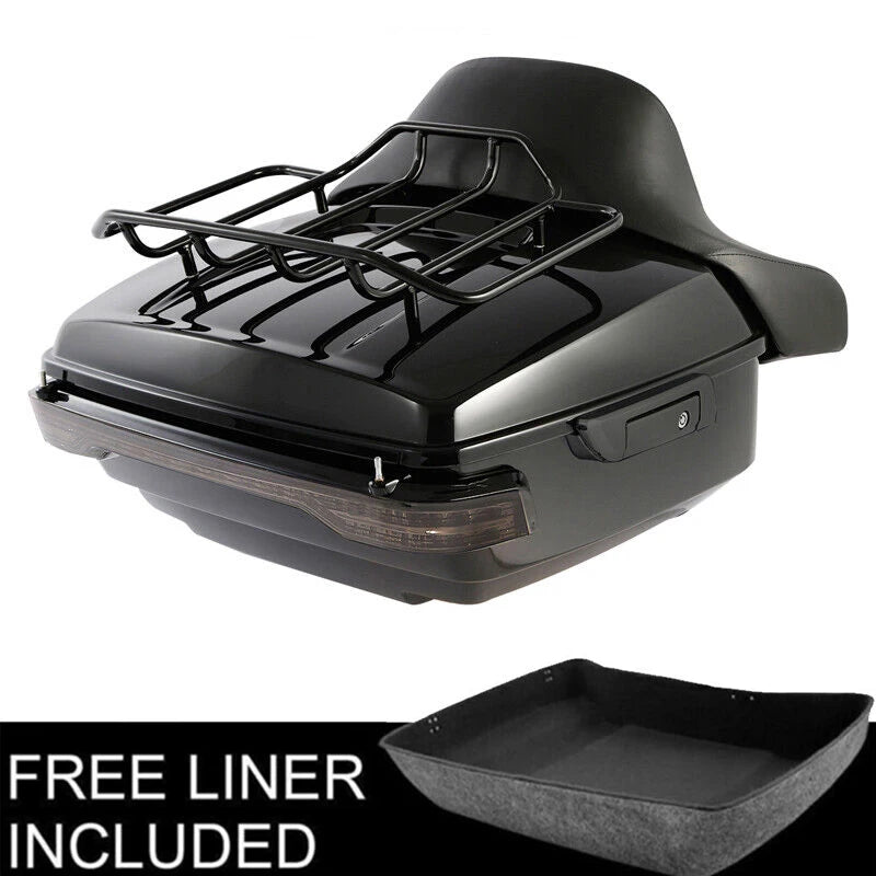 Motorcycle King Trunk Pad Top Rack LED Brake Light For Harley Touring Road Glide 2014-2025